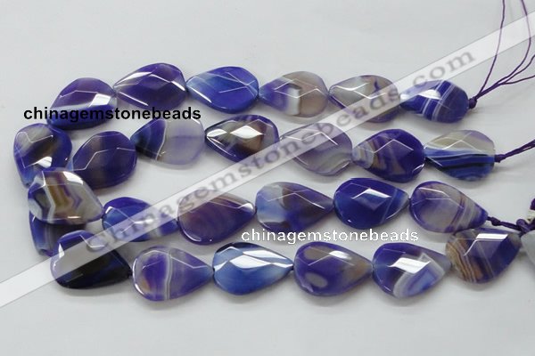 CAA361 15.5 inches 22*30mm faceted teardrop violet line agate beads