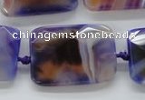 CAA362 15.5 inches 25*30mm faceted rectangle violet line agate beads