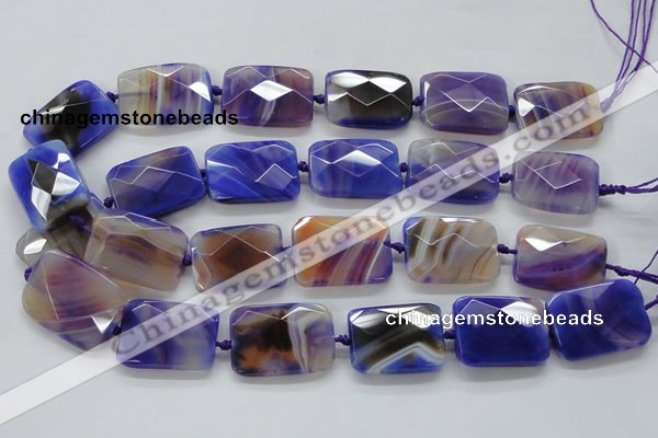 CAA362 15.5 inches 25*30mm faceted rectangle violet line agate beads