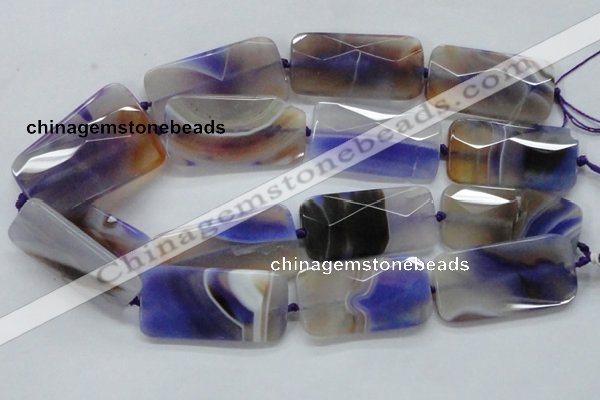 CAA363 15.5 inches 25*50mm faceted rectangle violet line agate beads