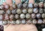 CAA3640 15.5 inches 12mm round flower agate beads wholesale