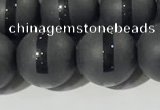 CAA3652 15.5 inches 10mm round matte & carved black agate beads