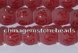 CAA3686 15.5 inches 6mm round matte & carved red agate beads