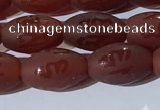 CAA3691 15.5 inches 8*12mm rice matte & carved red agate beads