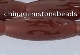 CAA3695 15.5 inches 10*30mm rice matte & carved red agate beads