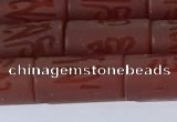 CAA3697 15.5 inches 8*16mm tube matte & carved red agate beads