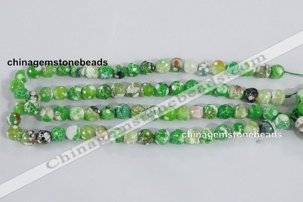 CAA371 15.5 inches 10mm faceted round fire crackle agate beads