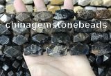 CAA3714 15*22mm - 16*25mm faceted nuggets chrysanthemum agate beads