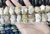 CAA3715 14*22mm - 15*25mm faceted nuggets chrysanthemum agate beads