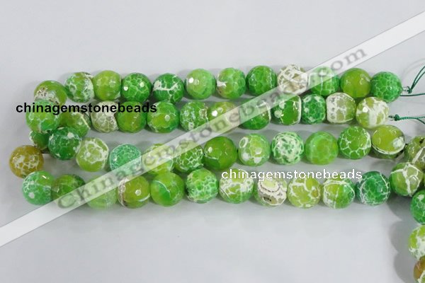 CAA372 15.5 inches 12mm faceted round fire crackle agate beads