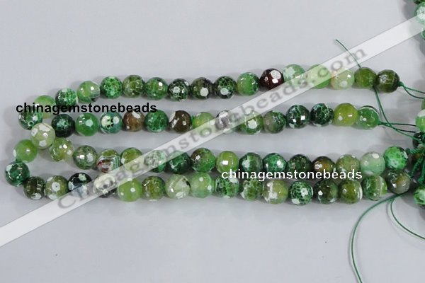 CAA375 15.5 inches 8mm faceted round fire crackle agate beads