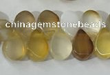 CAA3751 Top drilled 5*8mm flat teardrop line agate beads