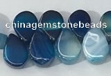 CAA3755 Top drilled 5*8mm flat teardrop line agate beads