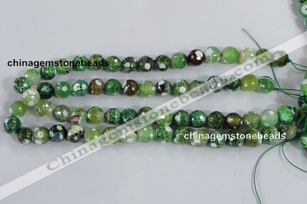 CAA376 15.5 inches 10mm faceted round fire crackle agate beads
