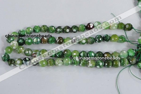 CAA377 15.5 inches 12mm faceted round fire crackle agate beads