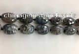 CAA3799 15*25mm - 18*28mm faceted rice dragon veins agate beads