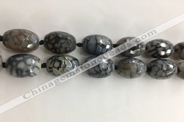 CAA3799 15*25mm - 18*28mm faceted rice dragon veins agate beads