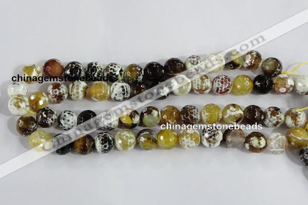 CAA380 15.5 inches 10mm faceted round fire crackle agate beads