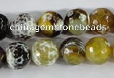 CAA381 15.5 inches 12mm faceted round fire crackle agate beads