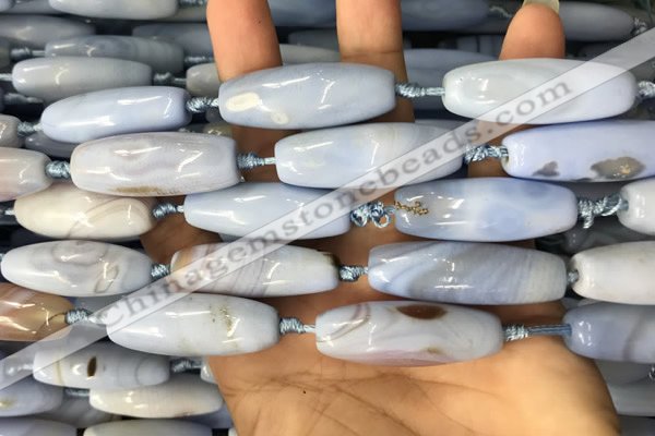 CAA3815 15.5 inches 12*40mm rice blue agate beads wholesale
