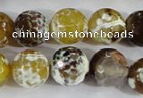 CAA382 15.5 inches 14mm faceted round fire crackle agate beads