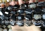 CAA3824 13*17mm - 18*22mm faceted nuggets line agate beads