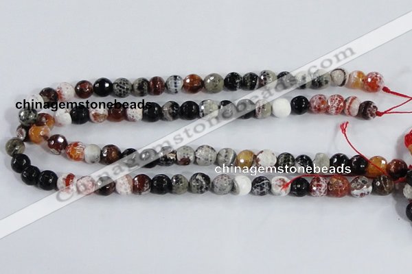 CAA383 15.5 inches 6mm faceted round fire crackle agate beads