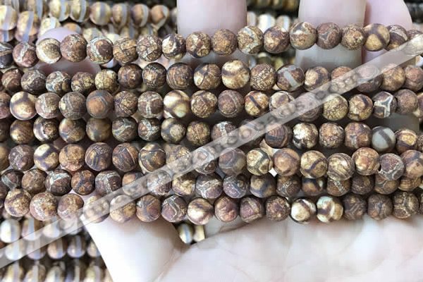 CAA3845 15 inches 6mm round tibetan agate beads wholesale