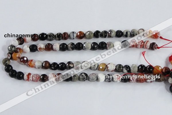 CAA385 15.5 inches 10mm faceted round fire crackle agate beads