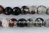 CAA386 15.5 inches 12mm faceted round fire crackle agate beads