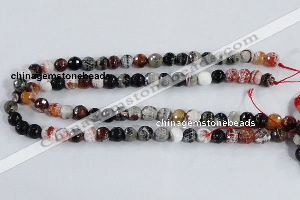 CAA386 15.5 inches 12mm faceted round fire crackle agate beads
