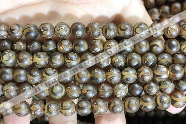 CAA3860 15 inches 8mm round tibetan agate beads wholesale