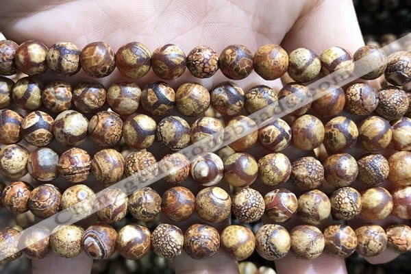 CAA3864 15 inches 8mm round tibetan agate beads wholesale