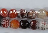 CAA387 15.5 inches 14mm faceted round fire crackle agate beads