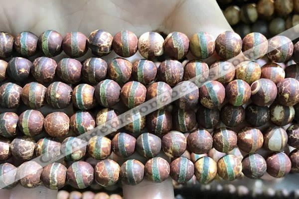 CAA3878 15 inches 8mm round tibetan agate beads wholesale