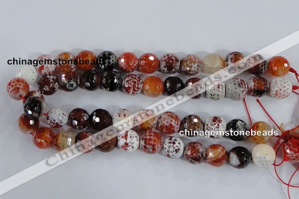 CAA388 15.5 inches 16mm faceted round fire crackle agate beads