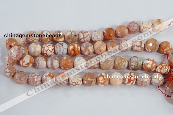 CAA391 15.5 inches 14mm faceted round fire crackle agate beads