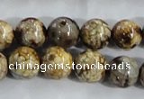 CAA396 15.5 inches 14mm round fire crackle agate beads wholesale