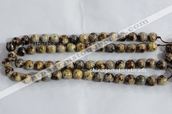 CAA396 15.5 inches 14mm round fire crackle agate beads wholesale