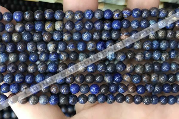 CAA4008 15.5 inches 4mm round blue crazy lace agate beads