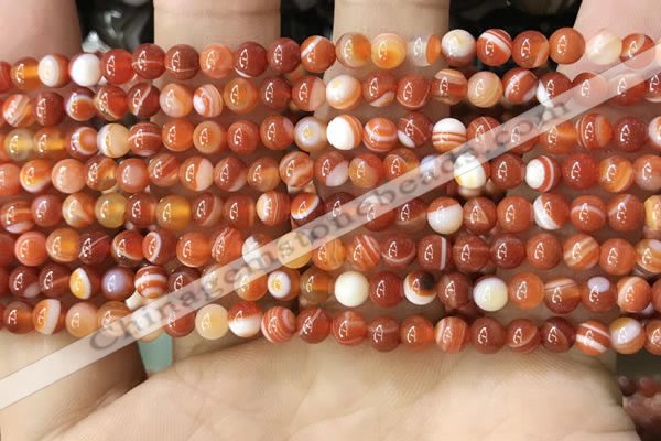 CAA4025 15.5 inches 4mm round line agate beads wholesale