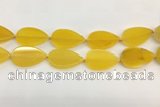 CAA4077 15.5 inches 30*50mm flat teardrop yellow agate gemstone beads