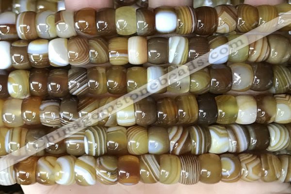 CAA4147 15.5 inches 6*9mm rondelle line agate beads wholesale