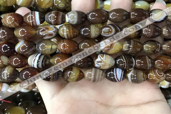 CAA4159 15.5 inches 10*14mm rice line agate beads wholesale