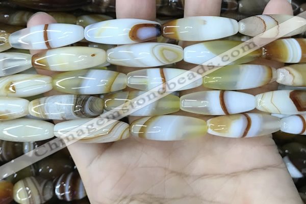 CAA4166 15.5 inches 10*30mm rice line agate beads wholesale