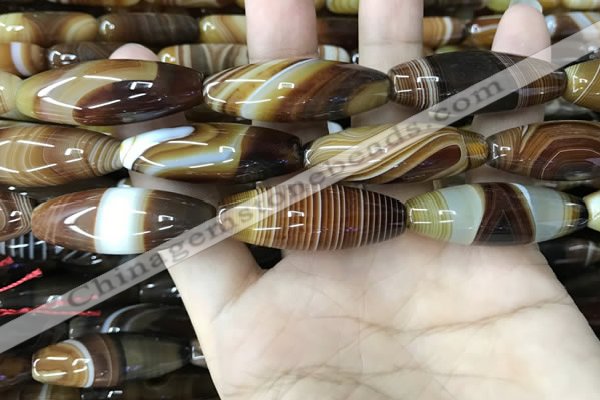 CAA4168 15.5 inches 12*40mm rice line agate beads wholesale