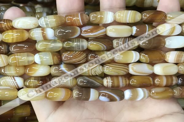 CAA4172 15.5 inches 7*14mm rice line agate beads wholesale