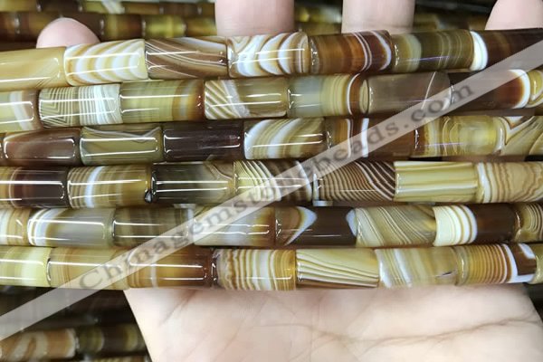 CAA4179 15.5 inches 8*16mm tube line agate beads wholesale