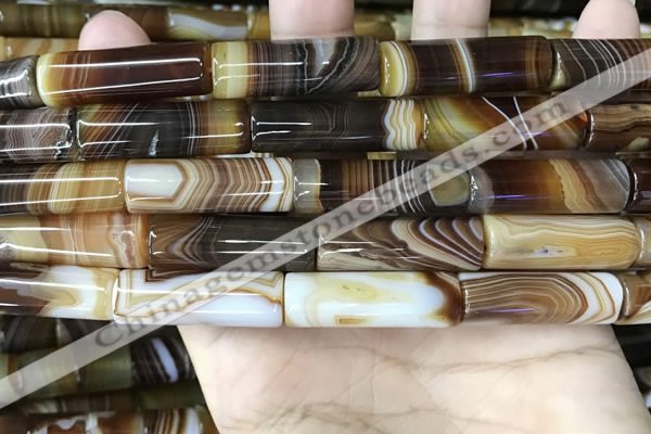 CAA4181 15.5 inches 10*30mm tube line agate beads wholesale