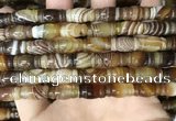 CAA4195 15.5 inches 8*15mm carved drum line agate gemstone beads